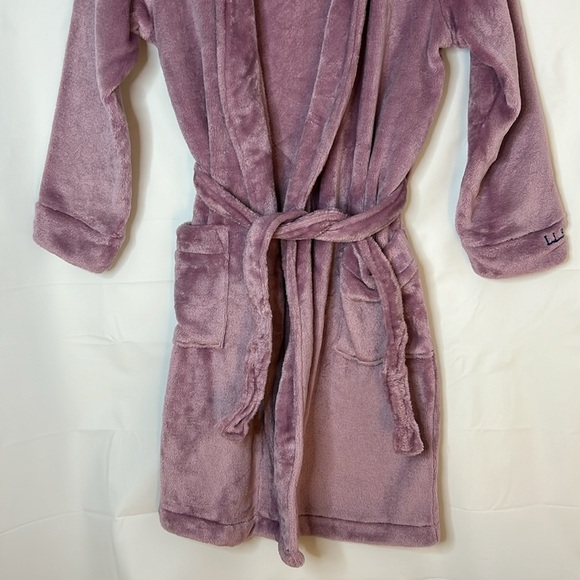 LLBean kids cozy animal robe animal teddy bear soft kids size small plush purple - Picture 3 of 7